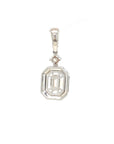18K White Gold Pie Cut Emerald Diamond Halo Diamond Pendant