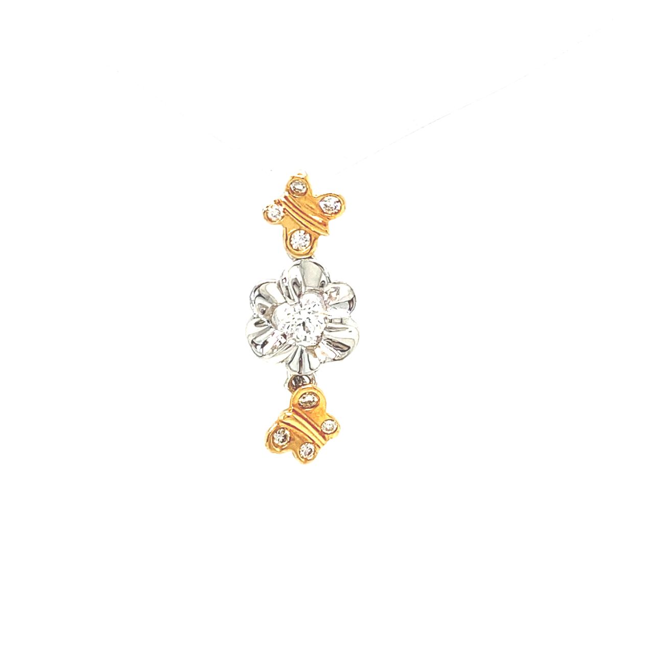 18K White Gold Butterfly Flower Diamond Pendant