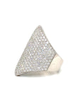 18K White Gold Flat Kite Full Diamond Pave Flat Luxe Diamond Ring