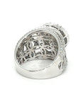 18K White Gold Gamma Thick Side Lotus Cluster Top Diamond Ring
