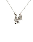 18K White Gold Petitle Butterfly Diamond Necklace