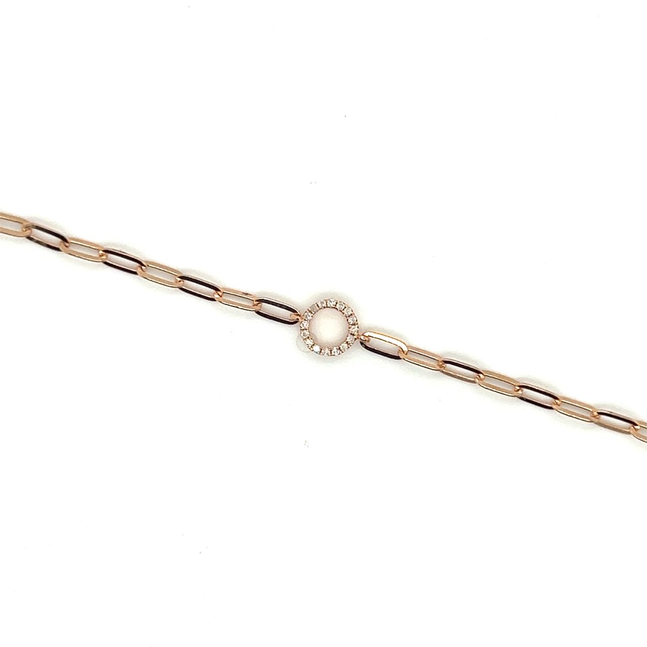 18K Rose Gold Mini Chain Circle Diamond Bracelet