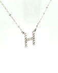18K White Gold Classic Alphabet H Full Diamond Necklace