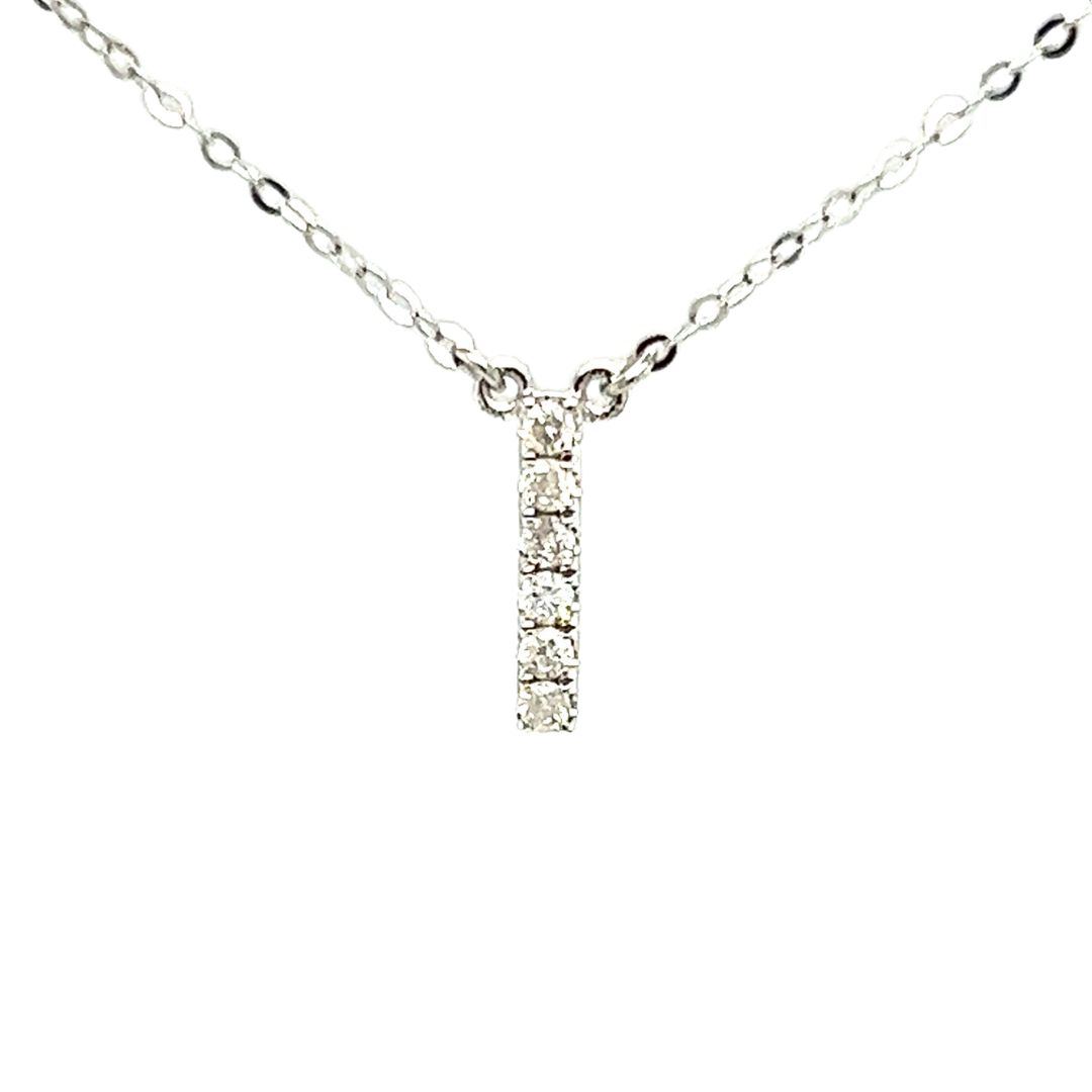 18K White Gold Classic Alphabet I Full Diamond Necklace
