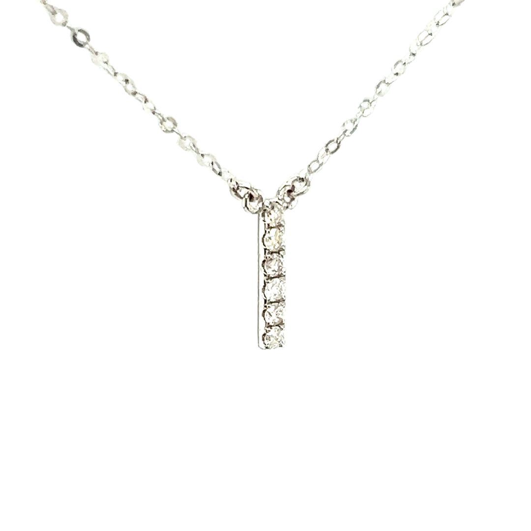 18K White Gold Classic Alphabet I Full Diamond Necklace