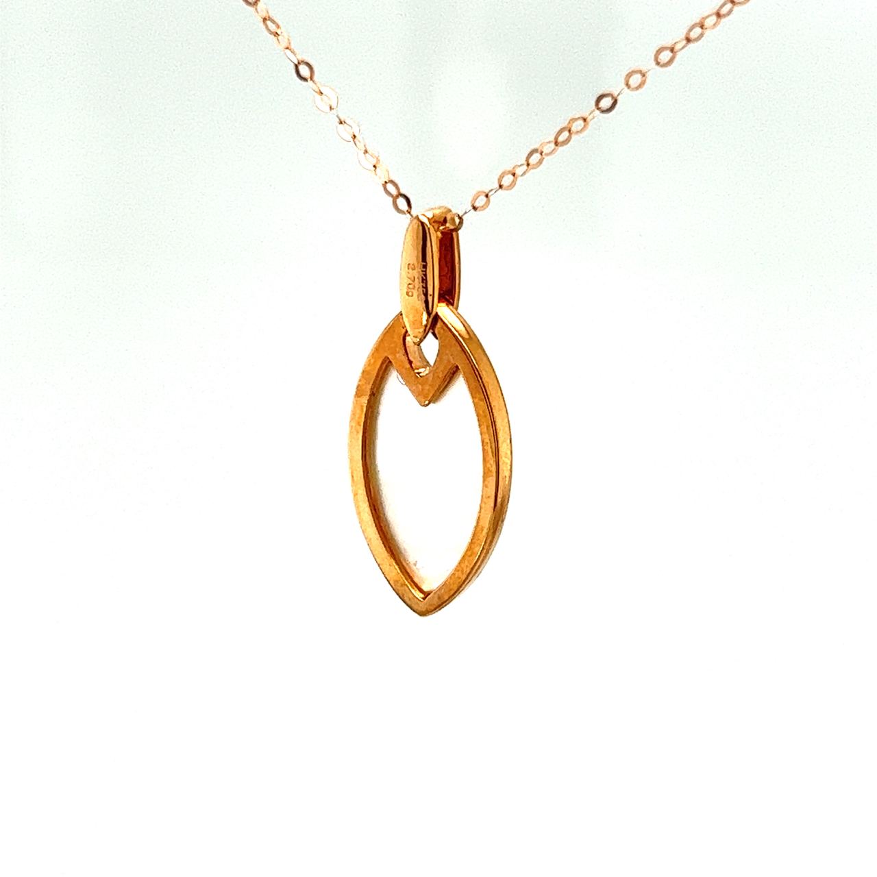 18K Rose Gold Leave Mother Of Pearl  Diamond Necklace