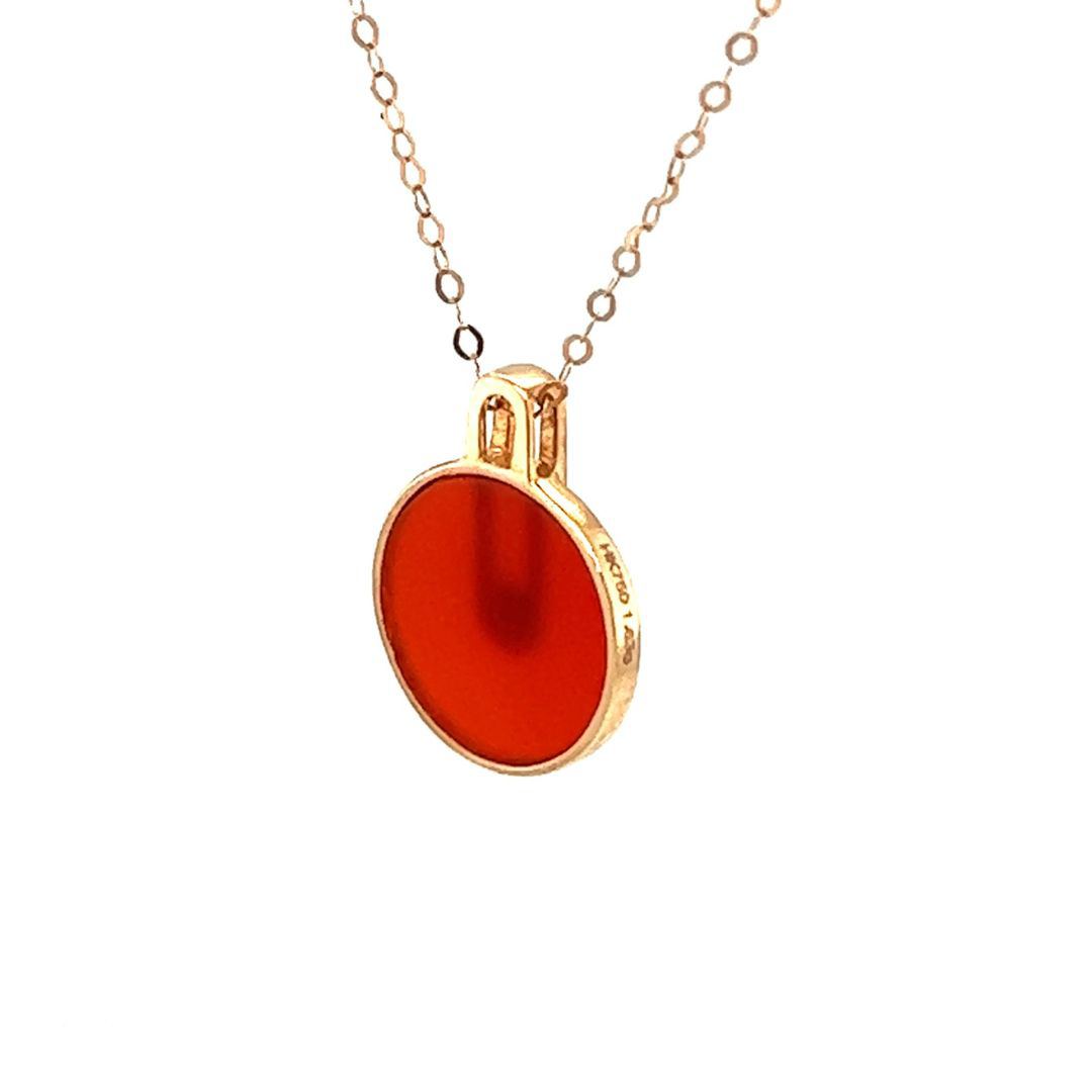 18K Rose Gold Pin Round Agate Diamond Necklace