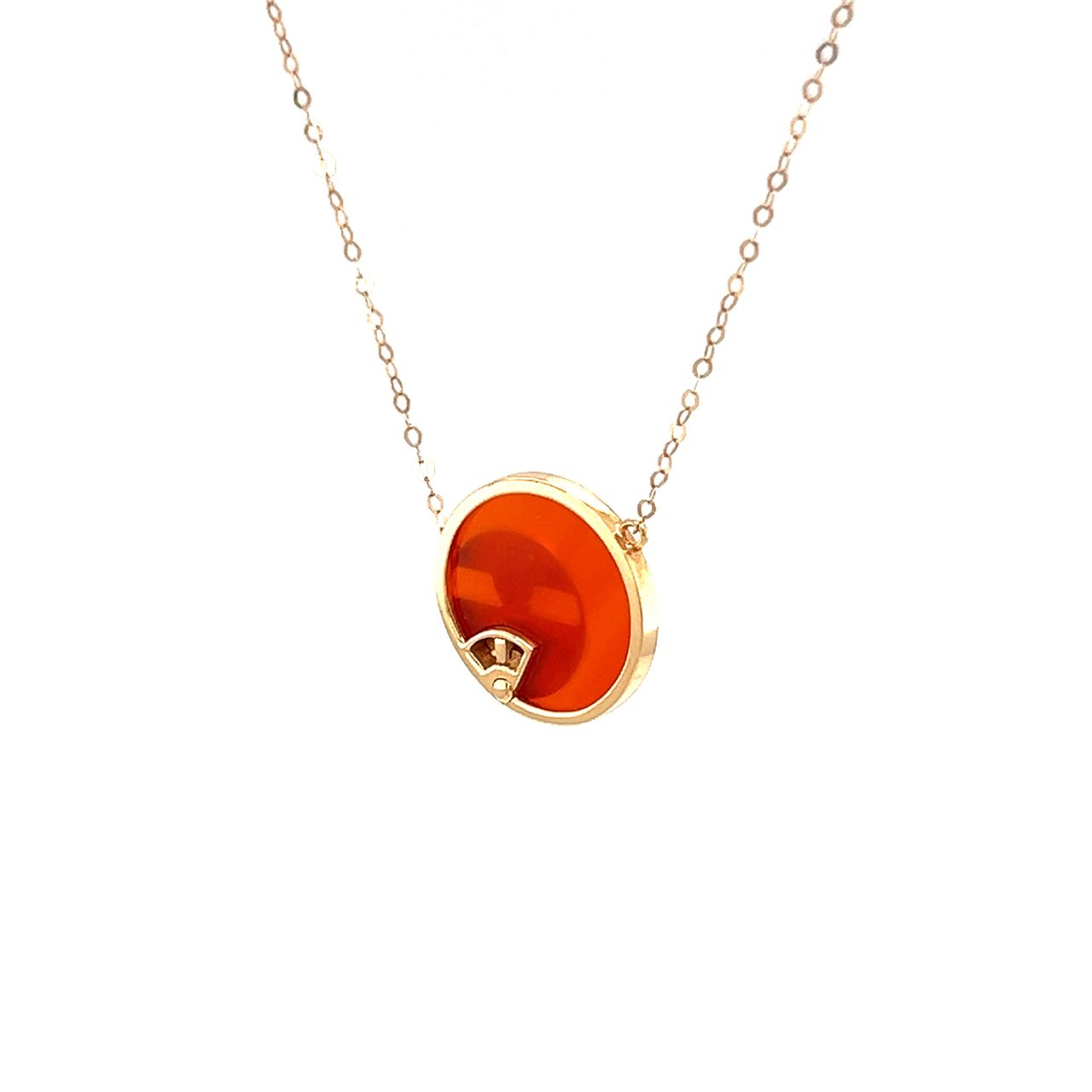 18K Rose Gold Moving Round Lucky AgateDiamond Necklace