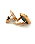 18K Rose Gold Max Cushion Malachite Diamond Earrings