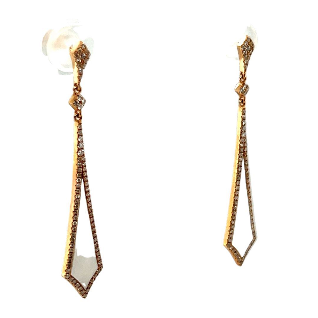 18K Rose Gold Drop Kite Mother Of Pearl Diamond Earrings