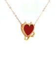 18K Rose Gold Devil's Heart Agate Diamond Necklace
