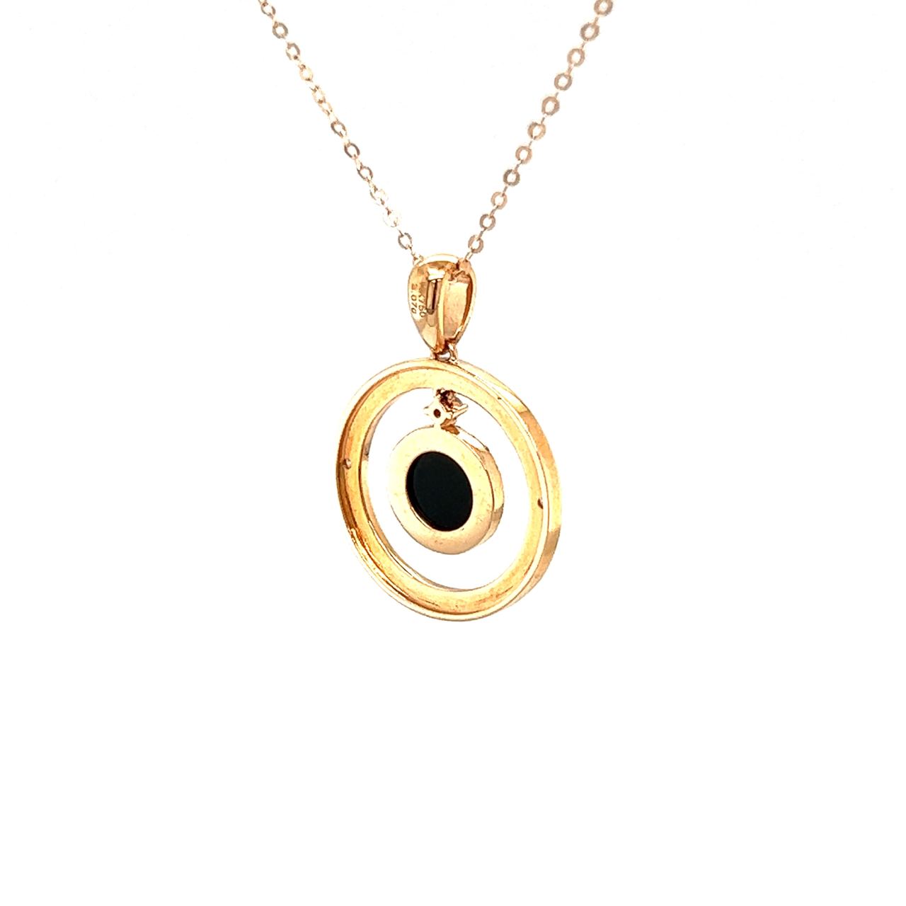 18K Rose Gold Timeless Roman Onyx Hanging Diamond Necklace