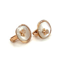 18K Rose Gold Oval Butterfly Mother Of Pearl Diamond Earrings