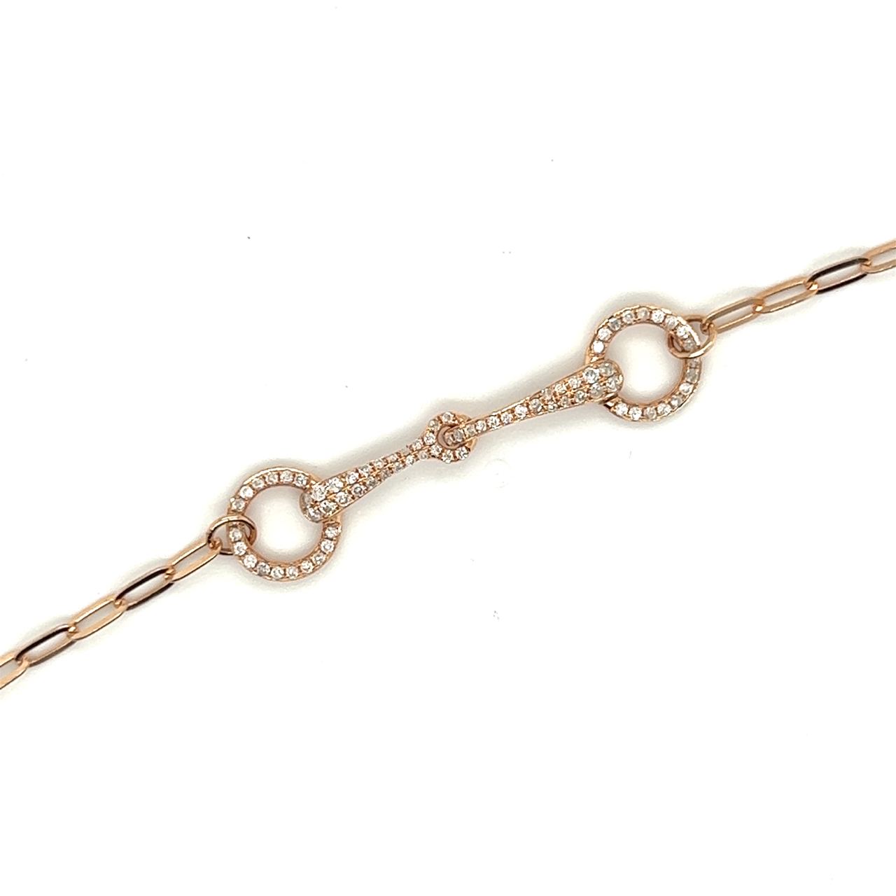 18K Rose Gold Mini Chain Horse Shoe Diamond Bracelet