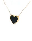 18K Rose Gold Heart Onyx Base Alphabet H Diamond Necklace
