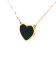 18K Rose Gold Heart Onyx Base Alphabet T Diamond Necklace