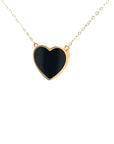 18K Rose Gold Heart Onyx Base Alphabet Y Diamond Necklace