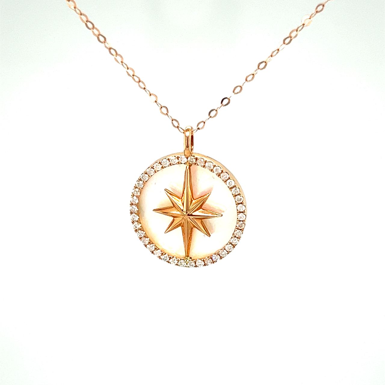 18K Rose Gold Everbright Star Mother Of Pearl Diamond Necklace
