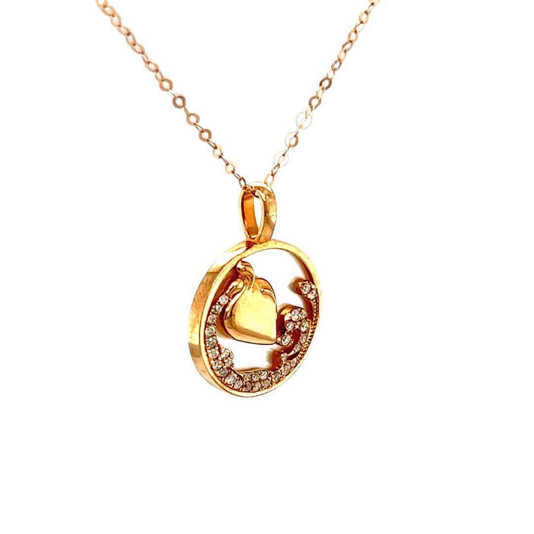 18K Rose Gold Aquarius Mother Of Pearl Diamond Charms Pendant