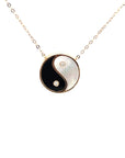 18K Rose Gold Yin Yang Mother Of Pearl Onyx Diamond Necklace