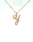 18K Rose Gold Stylish Wings Alphabet Y Full Diamond Necklace
