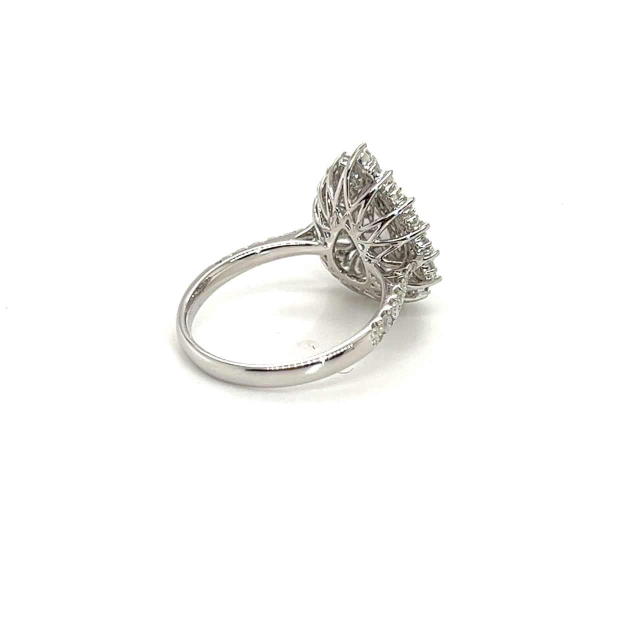 18K White Gold Pear Fancy Yellow Diamond With Pear Halo Diamond Max Ring
