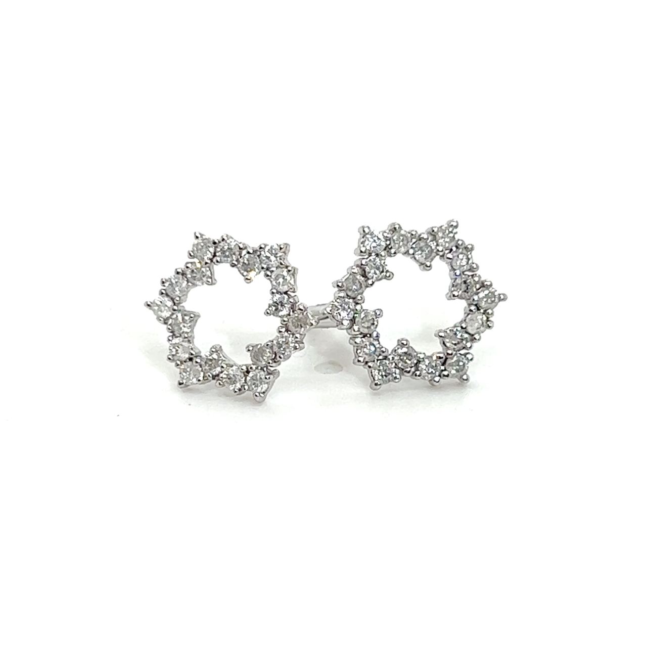18K White Gold Summer Flower Diamond Earrings