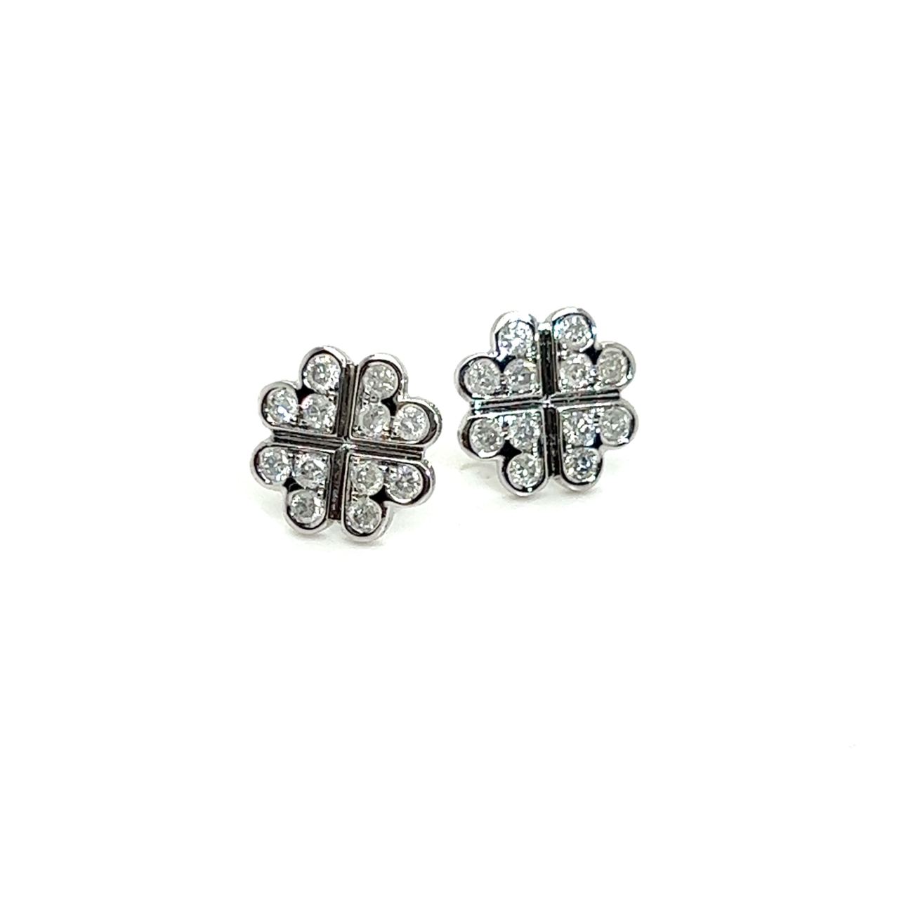 18K White Gold Pancake Diamond Earrings
