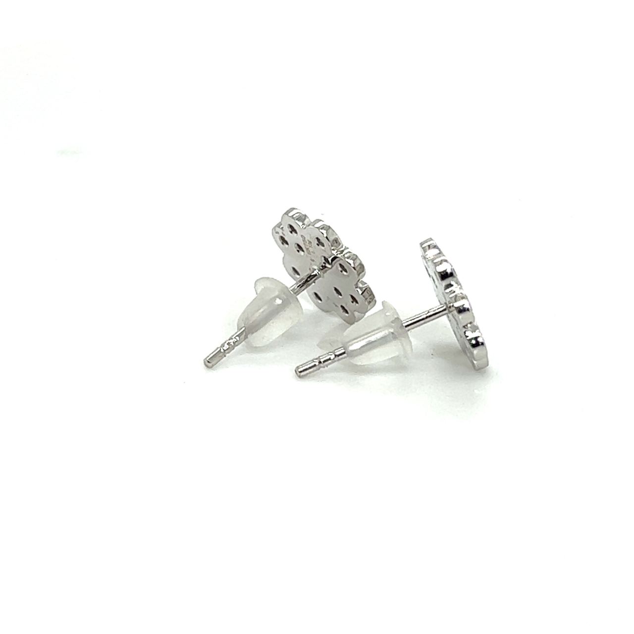 18K White Gold Pancake Diamond Earrings