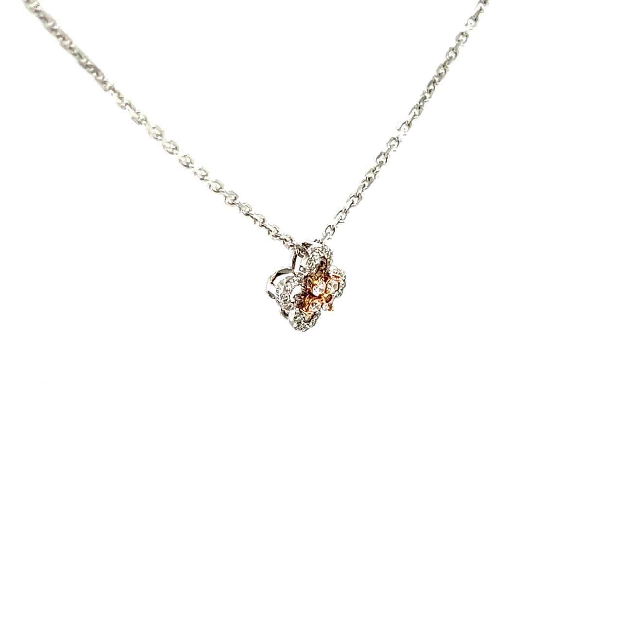 18K White Gold Mini Flower Diamond Necklace