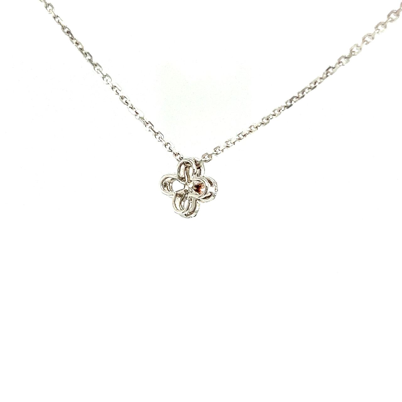 18K White Gold Mini Flower Diamond Necklace