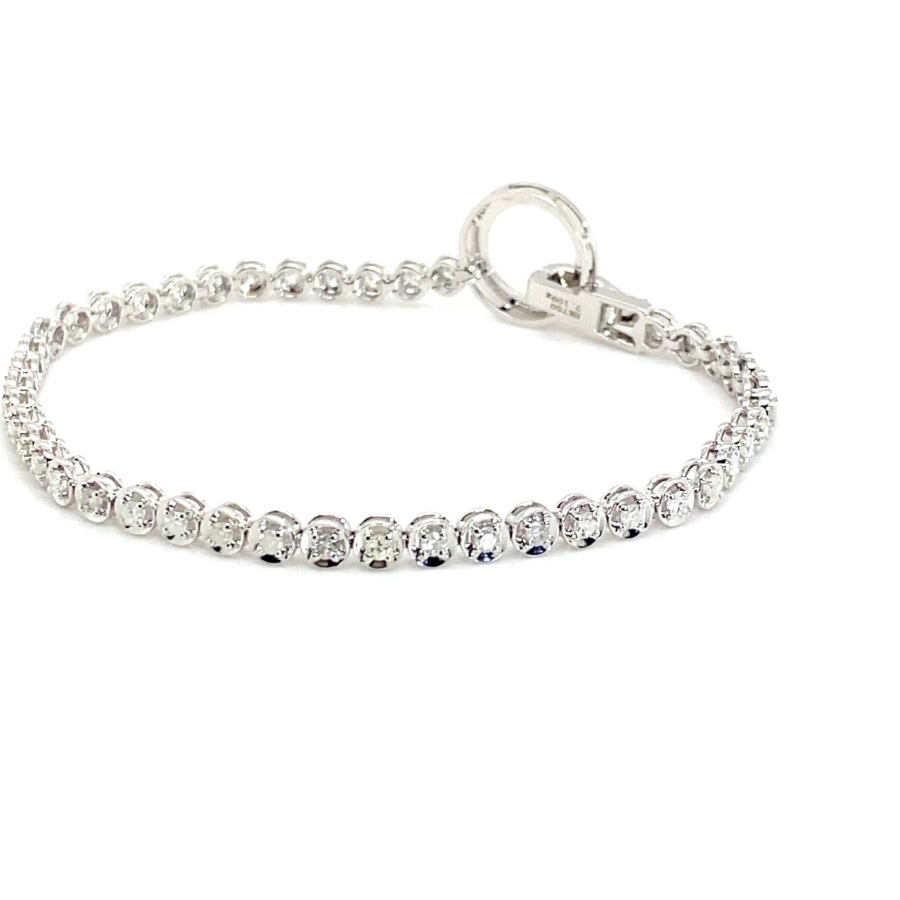18K White Gold Round Buckle Mini Illu Tennis Diamond Bracelet