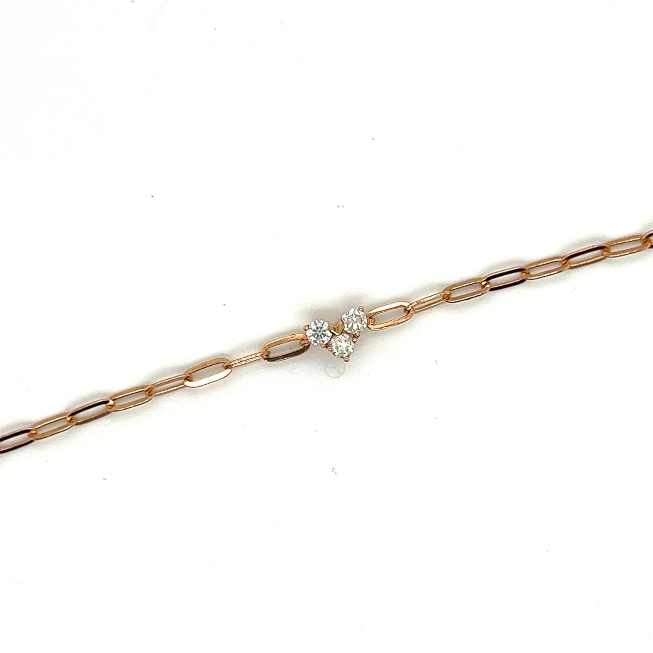 18K Rose Gold Mini Chain Ity Heart Diamond Bracelet