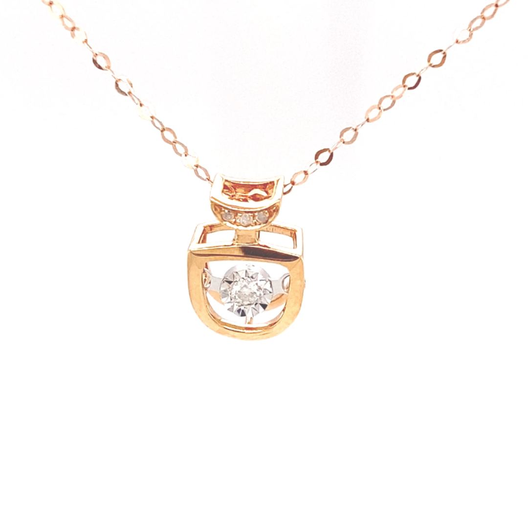 18K Rose Gold Shell Geometry Dancing Stone Diamond Necklace