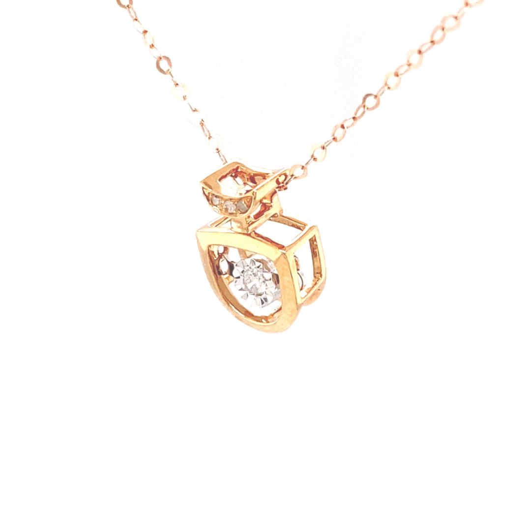 18K Rose Gold Shell Geometry Dancing Stone Diamond Necklace