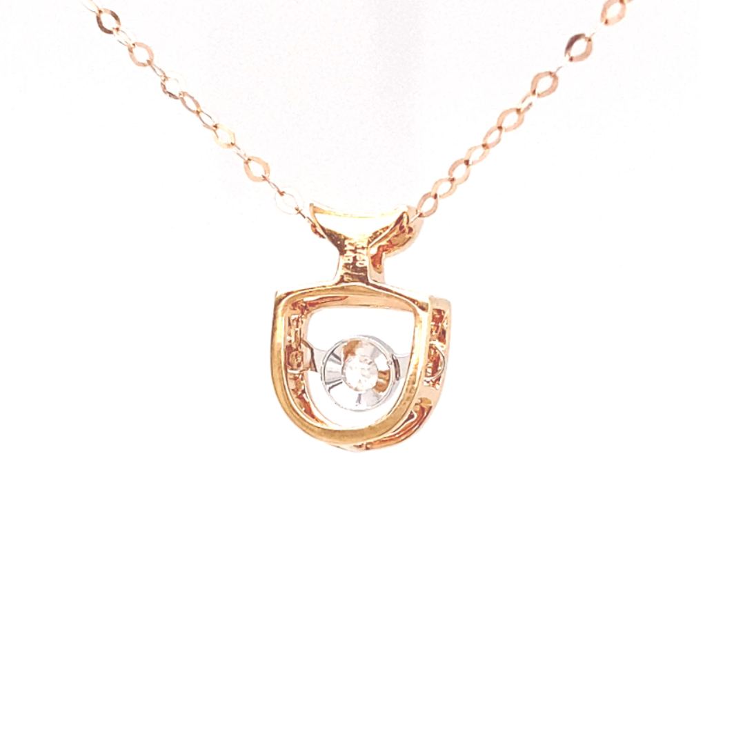 18K Rose Gold Shell Geometry Dancing Stone Diamond Necklace