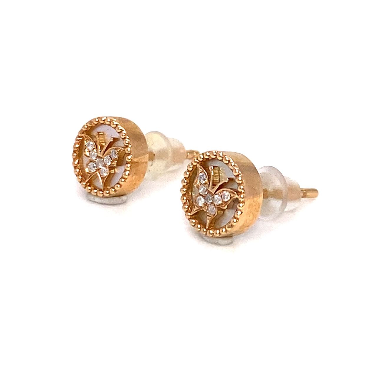 18K Rose Gold Baby Mini Butterfly Mother Of Pearl Earrings