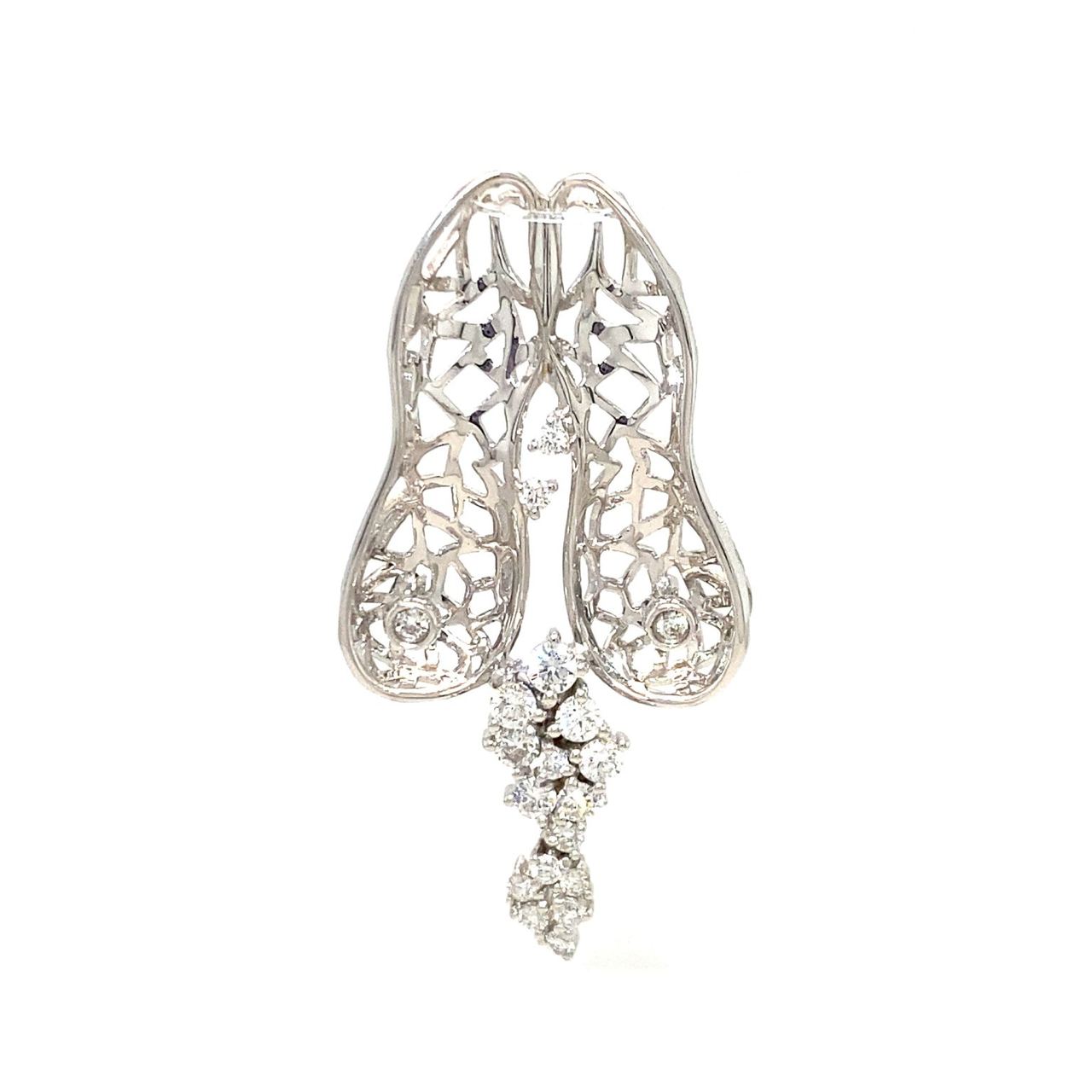 18K White Gold Open Peanut Diamond Pendant