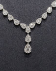 18K White Gold Full Pear Pave Diamond Necklace