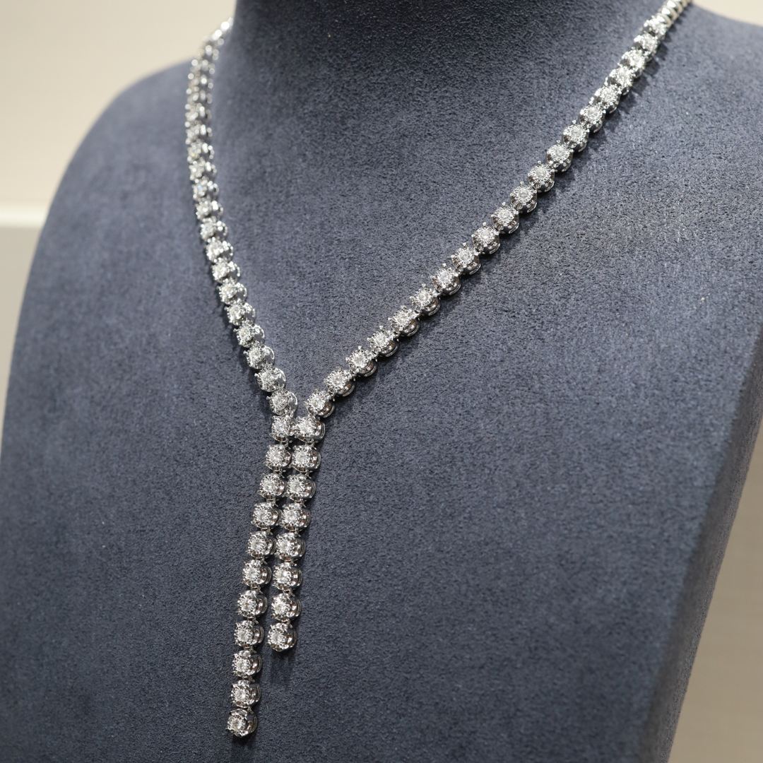 18K Long Touch Half Diamond Necklace