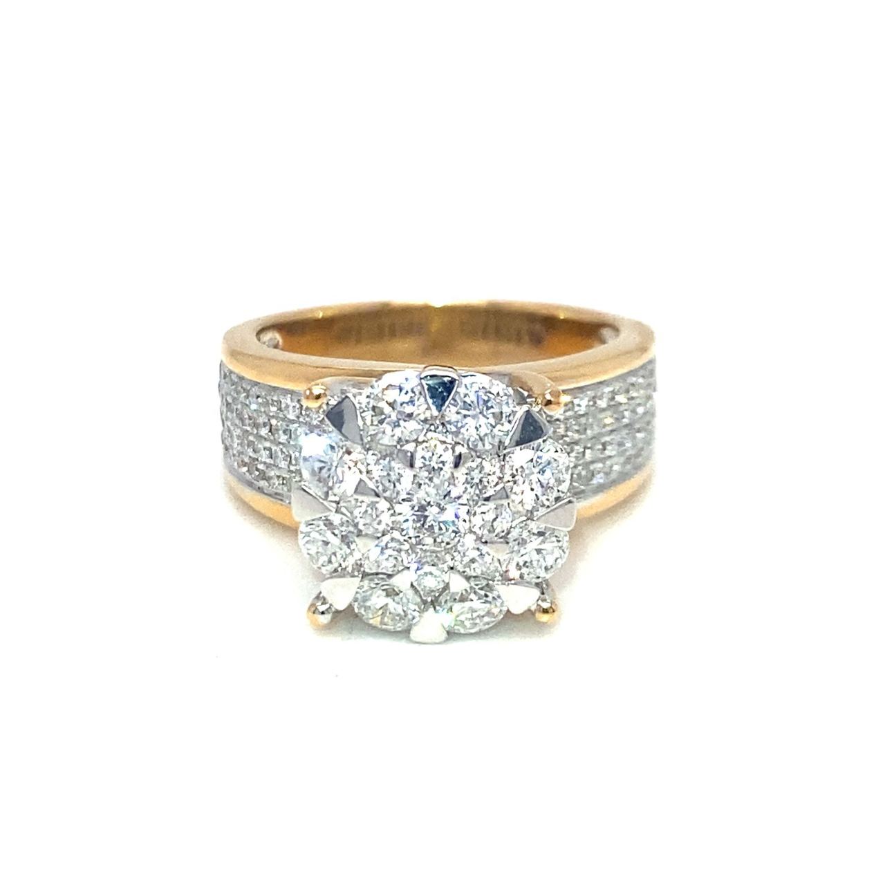 18K Rose Gold Max Shoulder Bling Large Lotus Cluster Diamond Ring