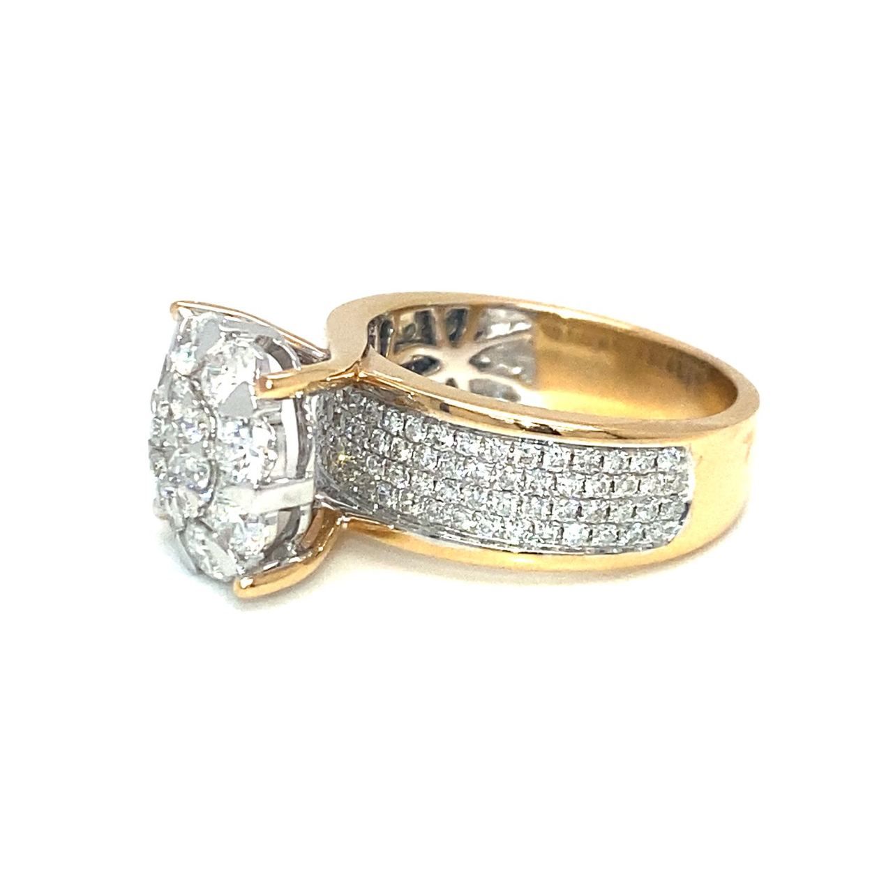 18K Rose Gold Max Shoulder Bling Large Lotus Cluster Diamond Ring