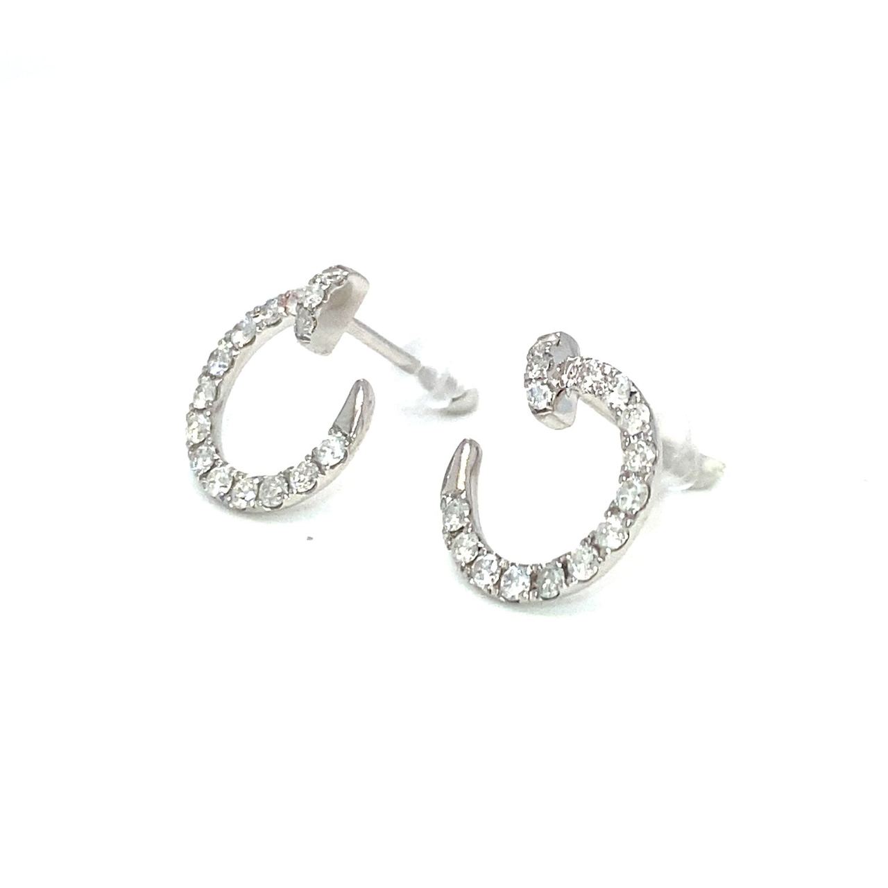 18K White Gold Round Needle Diamond Earrings