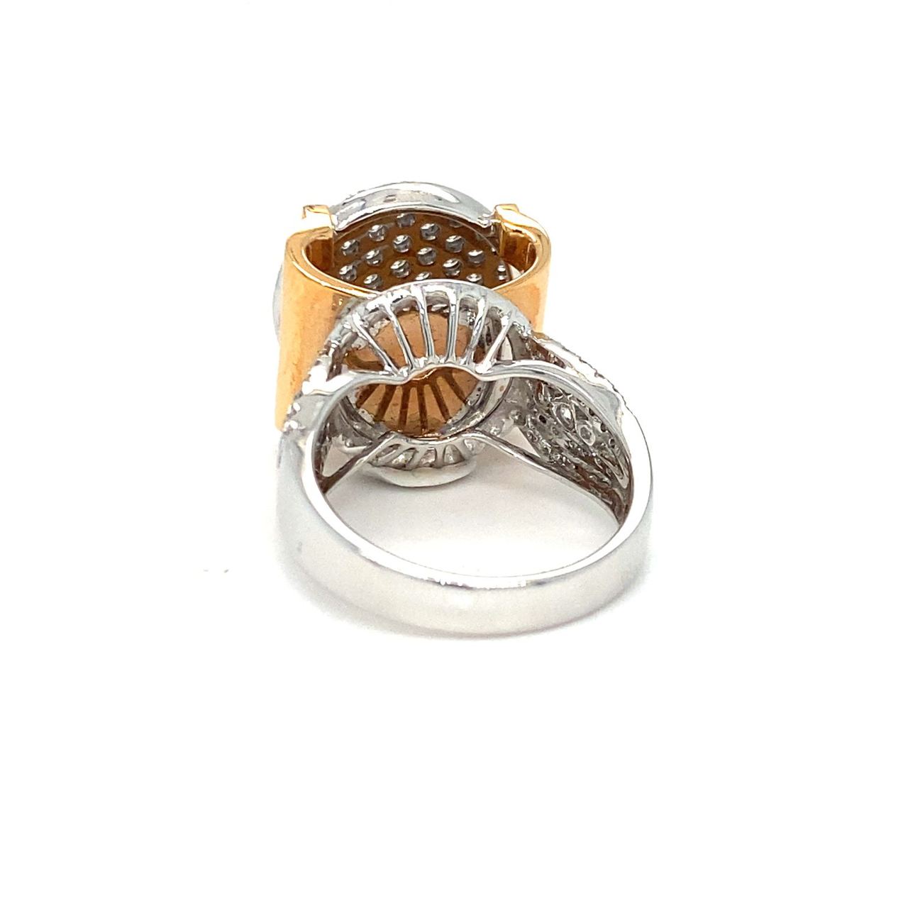 18K White Gold Dramatic Flat Shine Pave Diamond Ring
