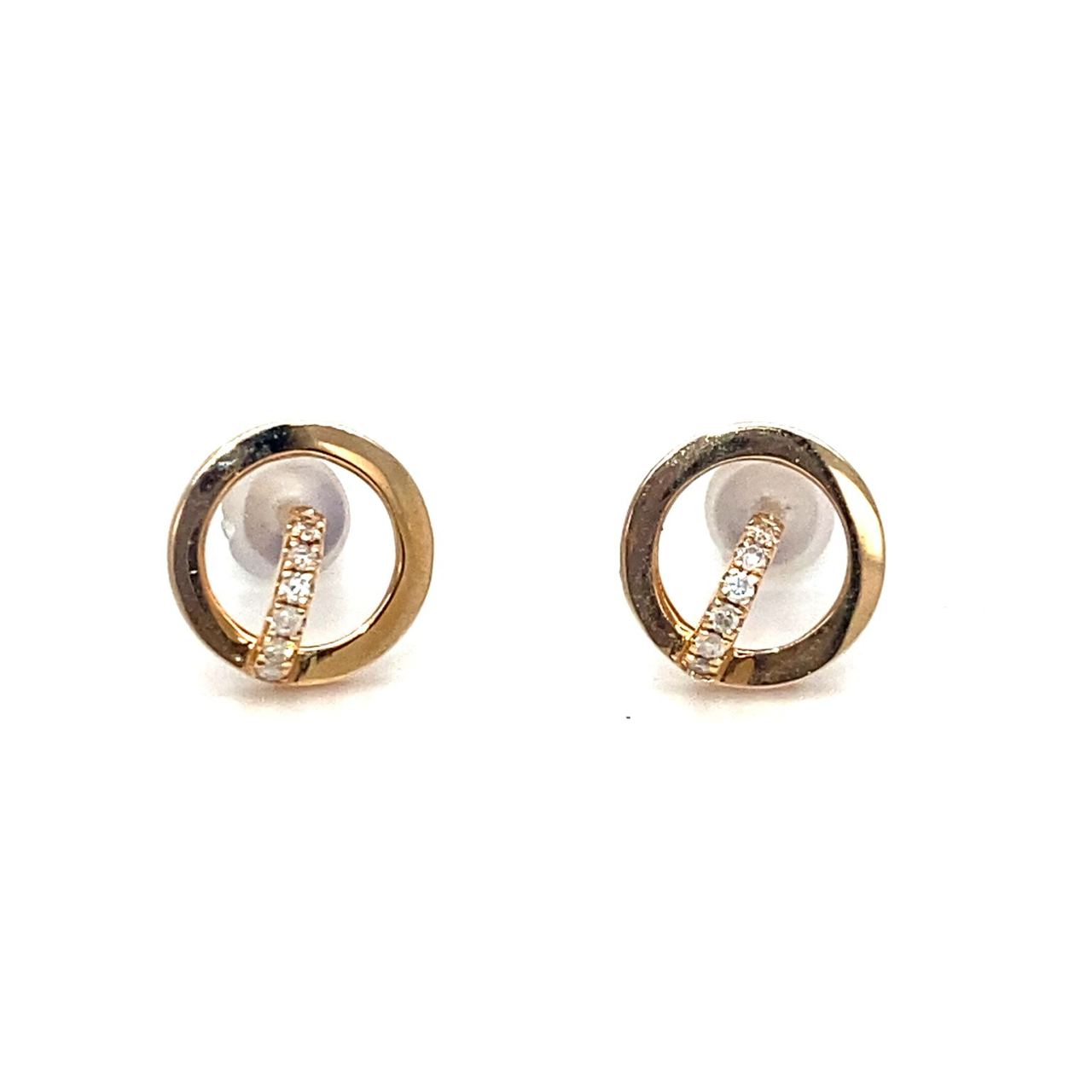 18K Rose Gold Vintage Round Diamond Earrings