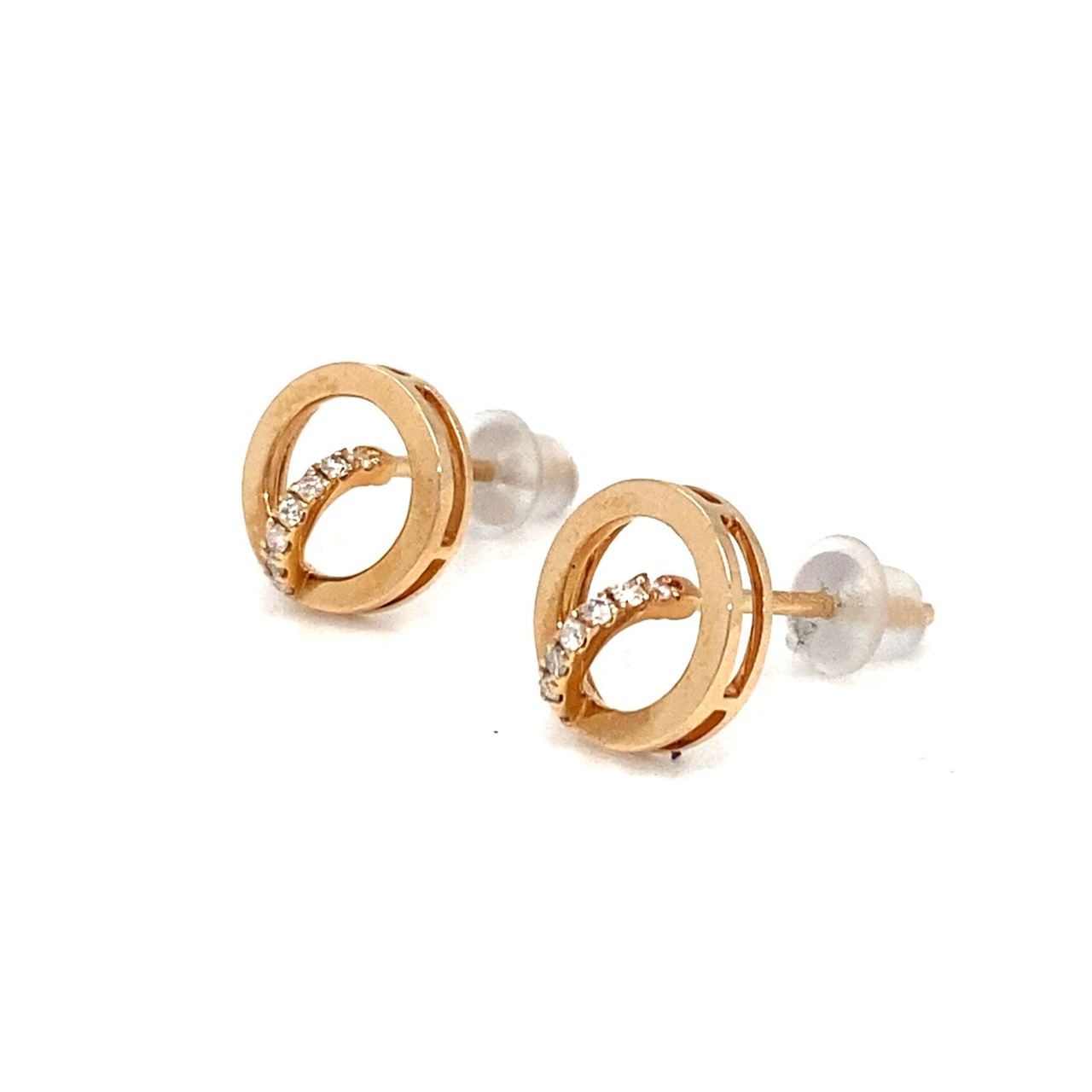 18K Rose Gold Vintage Round Diamond Earrings