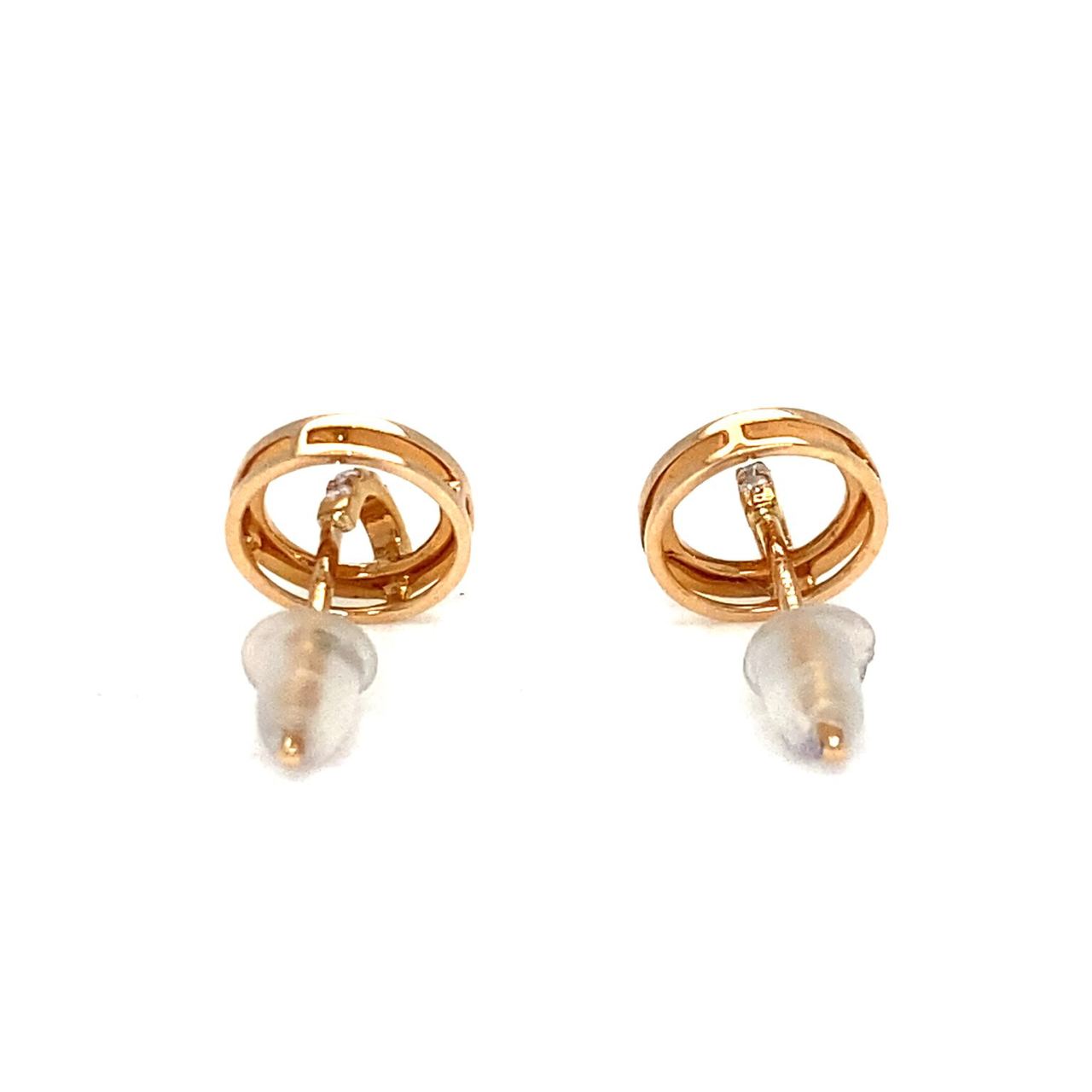 18K Rose Gold Vintage Round Diamond Earrings