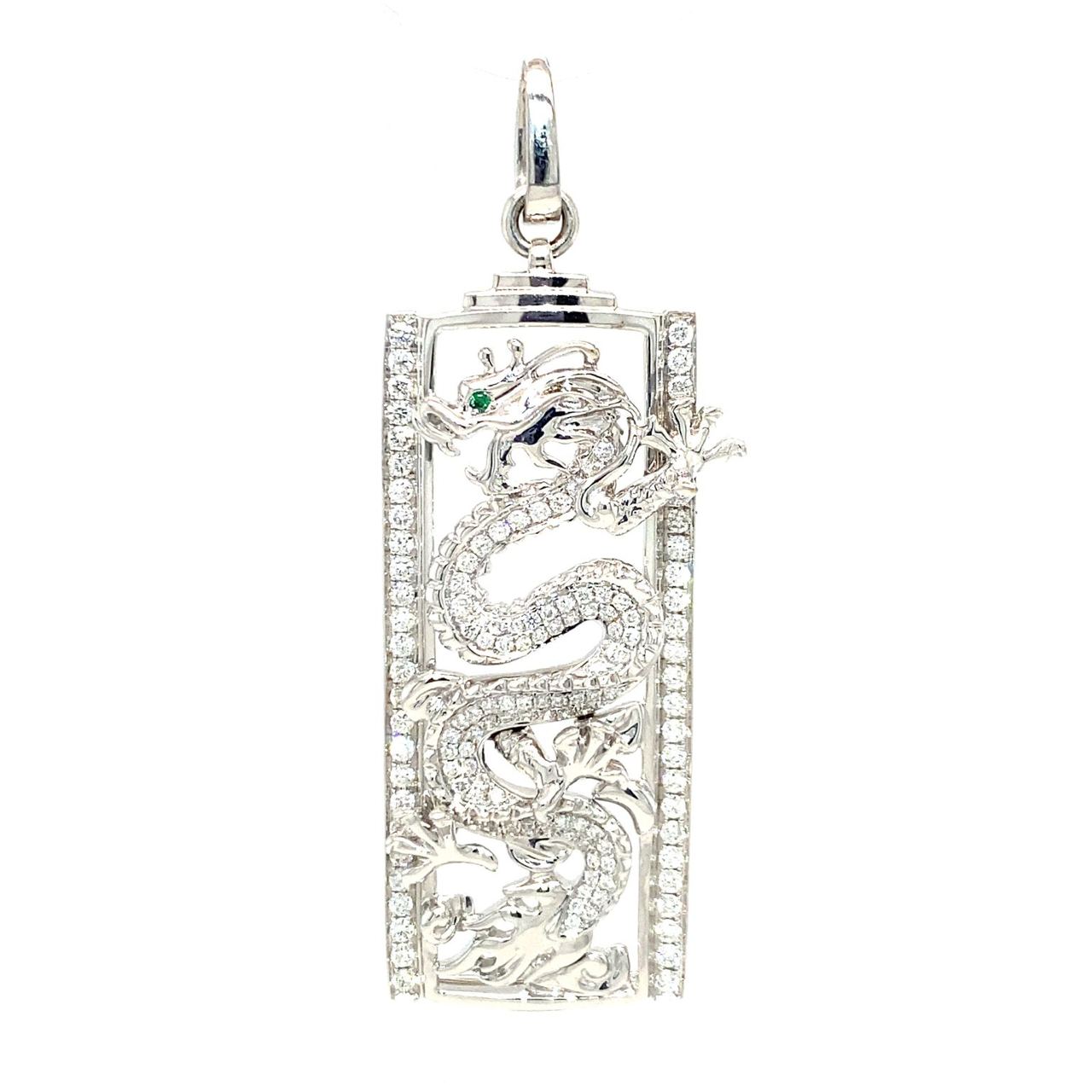 18K White Gold Dragon Uprising Diamond Pendant