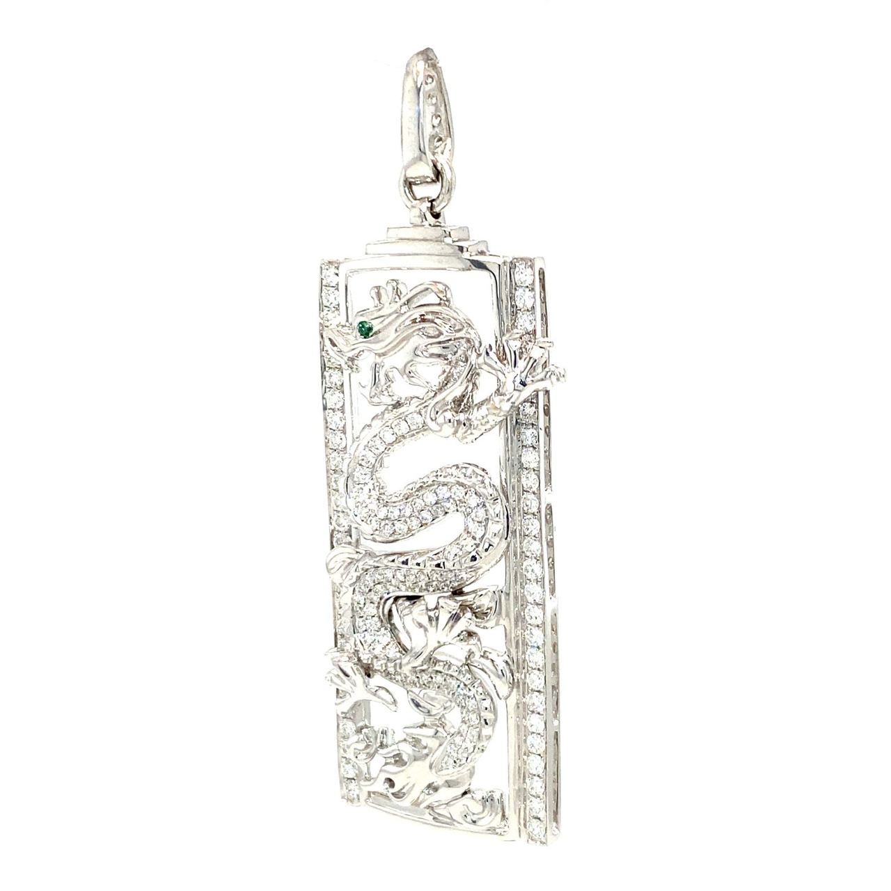 18K White Gold Dragon Uprising Diamond Pendant