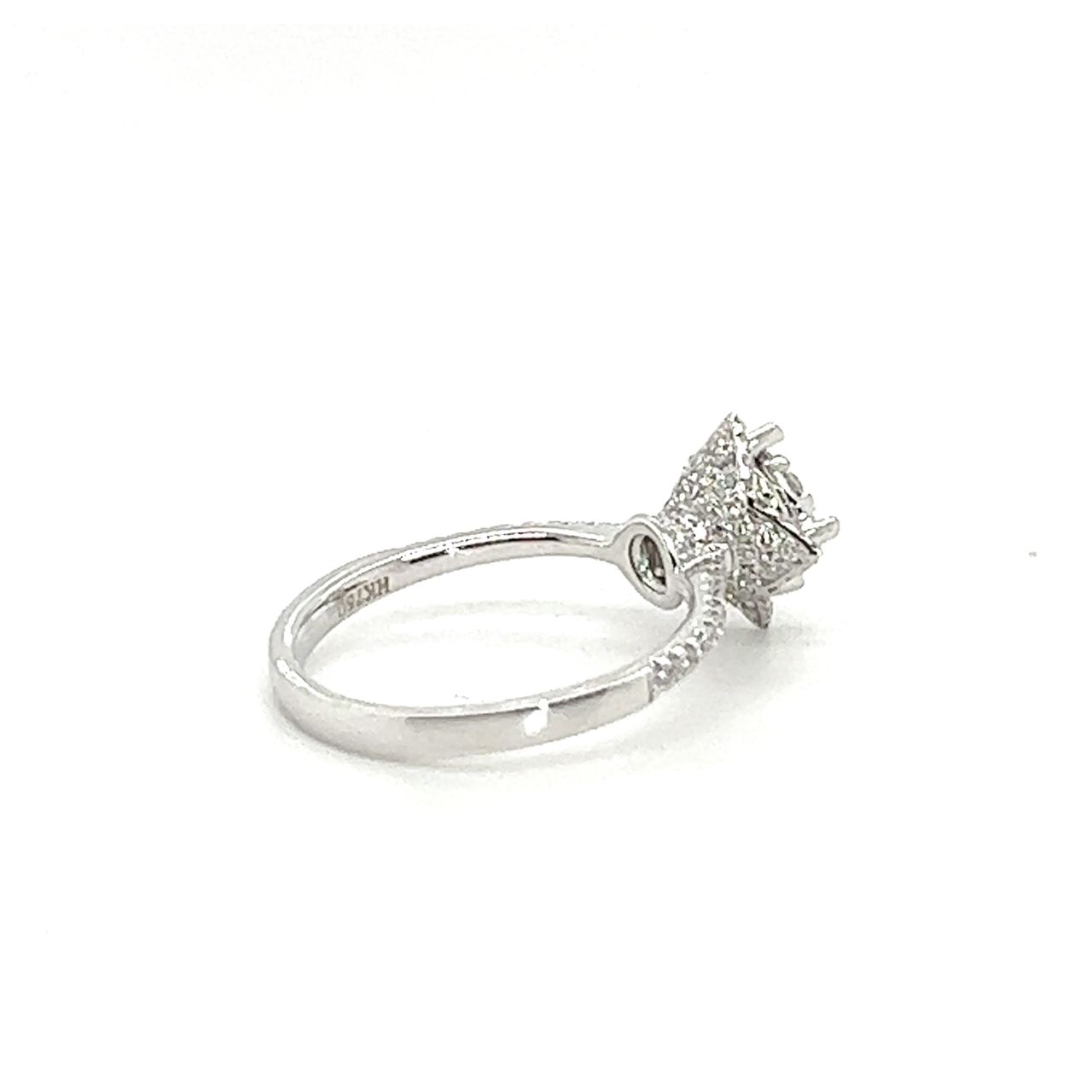 18K White Gold Sharp Flower Lotus Cluster Diamond Ring